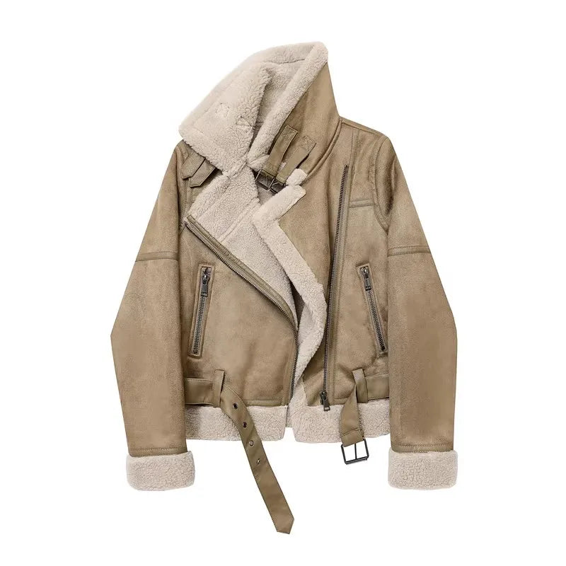 Rubee Women's Jacket Suede Shearling Leather