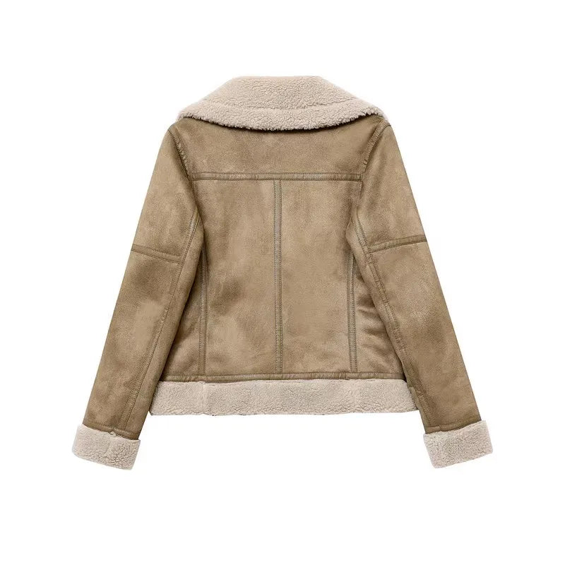 Rubee Women's Jacket Suede Shearling Leather