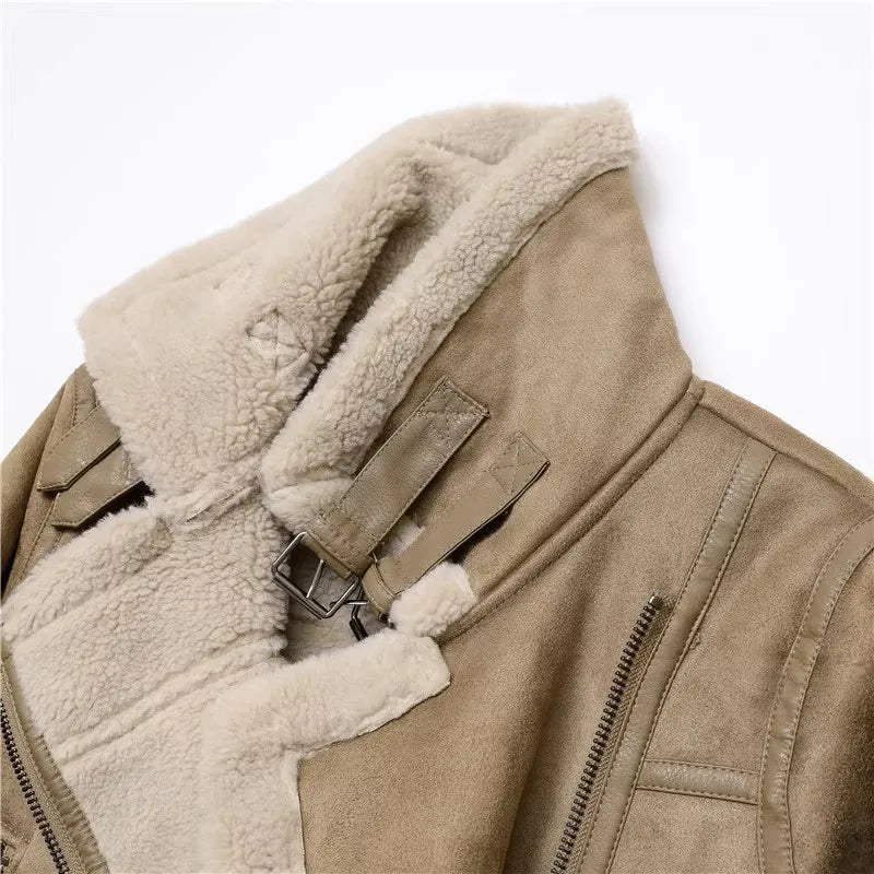Rubee Women's Jacket Suede Shearling Leather