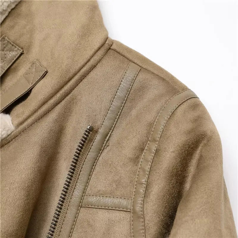 Rubee Women's Jacket Suede Shearling Leather