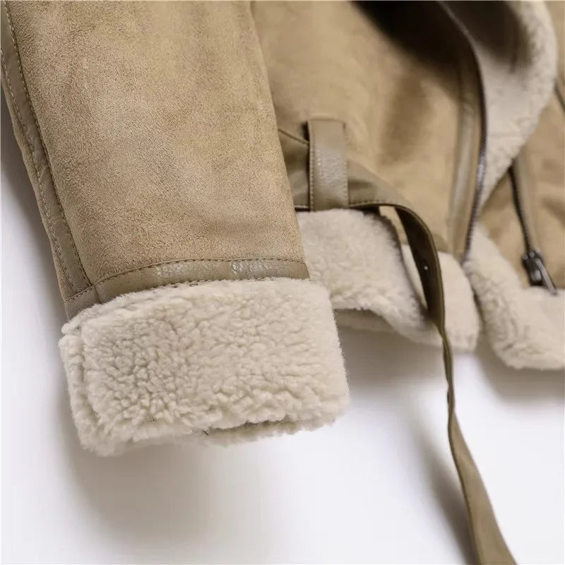 Rubee Women's Jacket Suede Shearling Leather