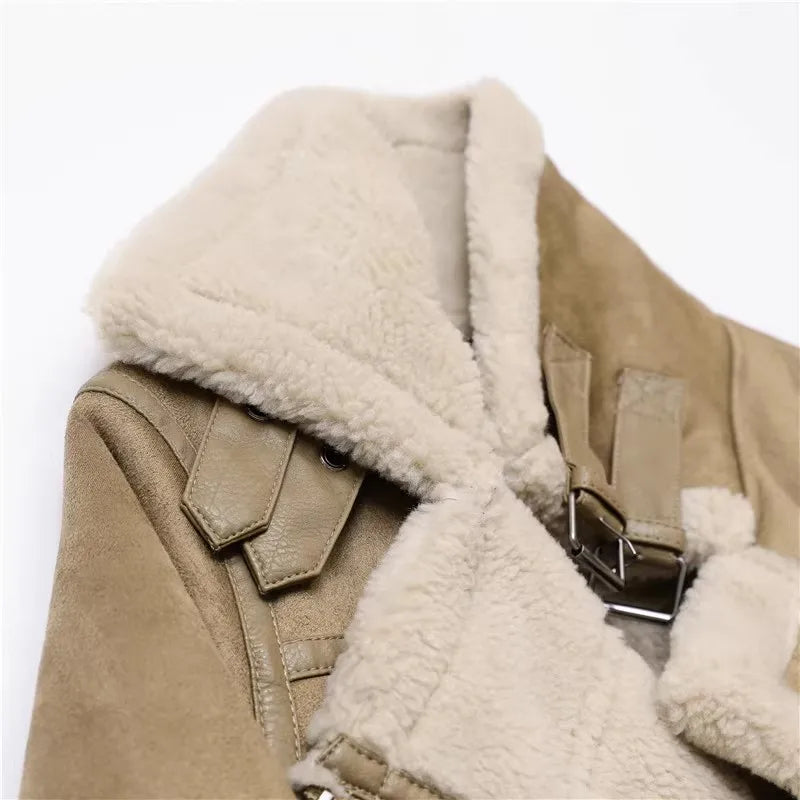Rubee Women's Jacket Suede Shearling Leather