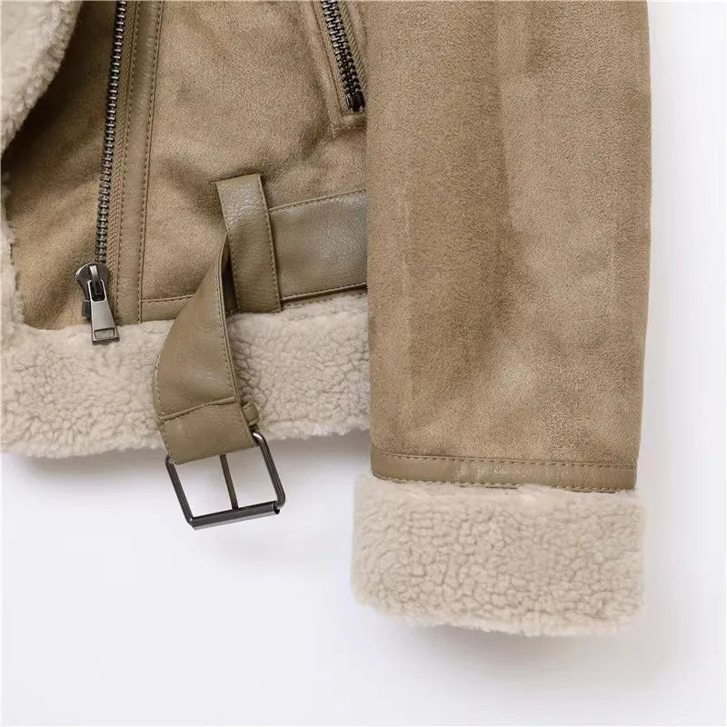 Rubee Women's Jacket Suede Shearling Leather