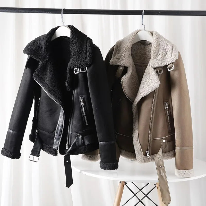 Rubee Women's Jacket Suede Shearling Leather