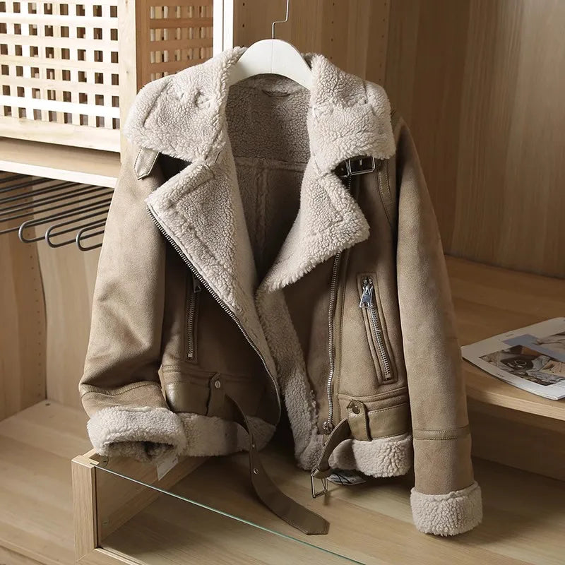 Rubee Women's Jacket Suede Shearling Leather