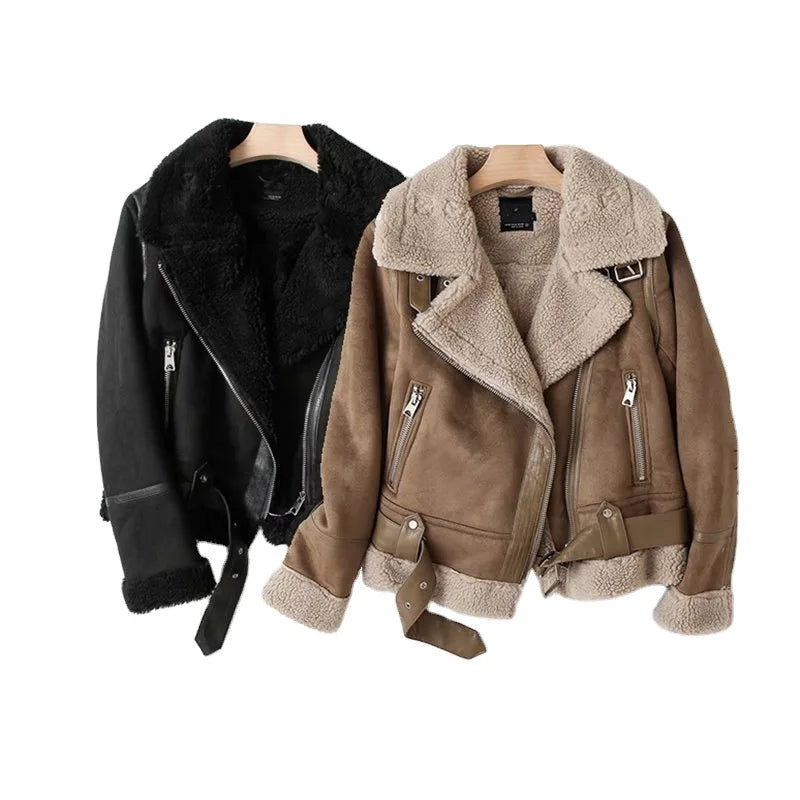 Rubee Women's Jacket Suede Shearling Leather