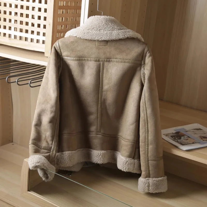 Rubee Women's Jacket Suede Shearling Leather