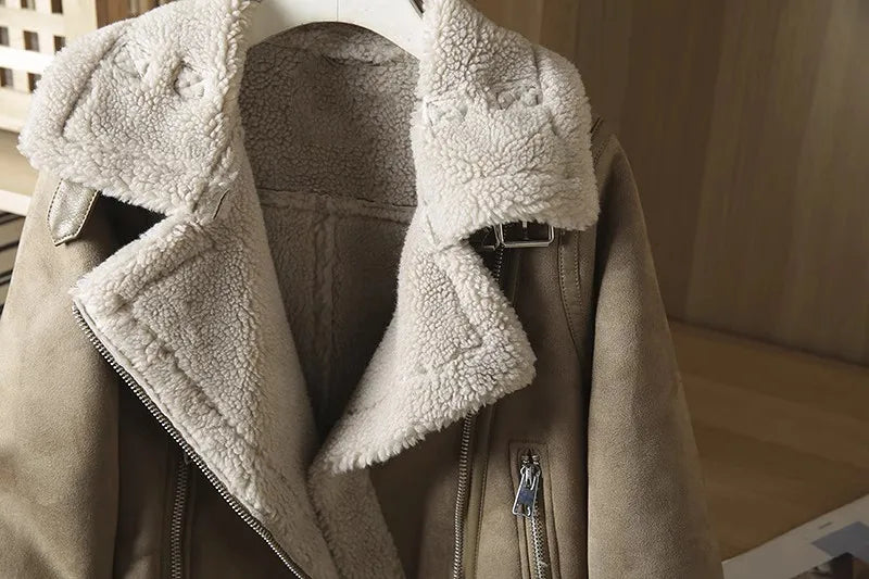 Rubee Women's Jacket Suede Shearling Leather