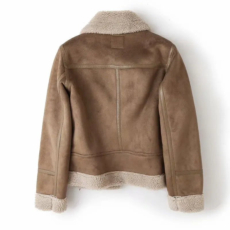 Rubee Women's Jacket Suede Shearling Leather