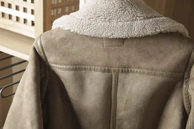 Rubee Women's Jacket Suede Shearling Leather