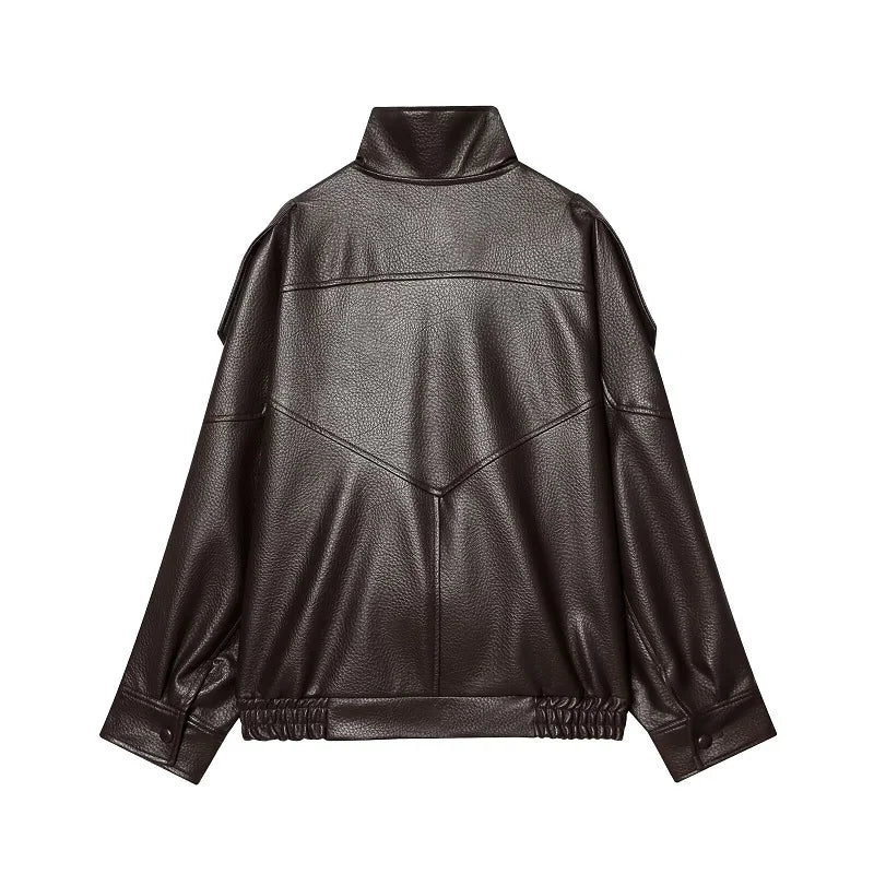 Rubee Women's Jacket Oversized Faux-Leather