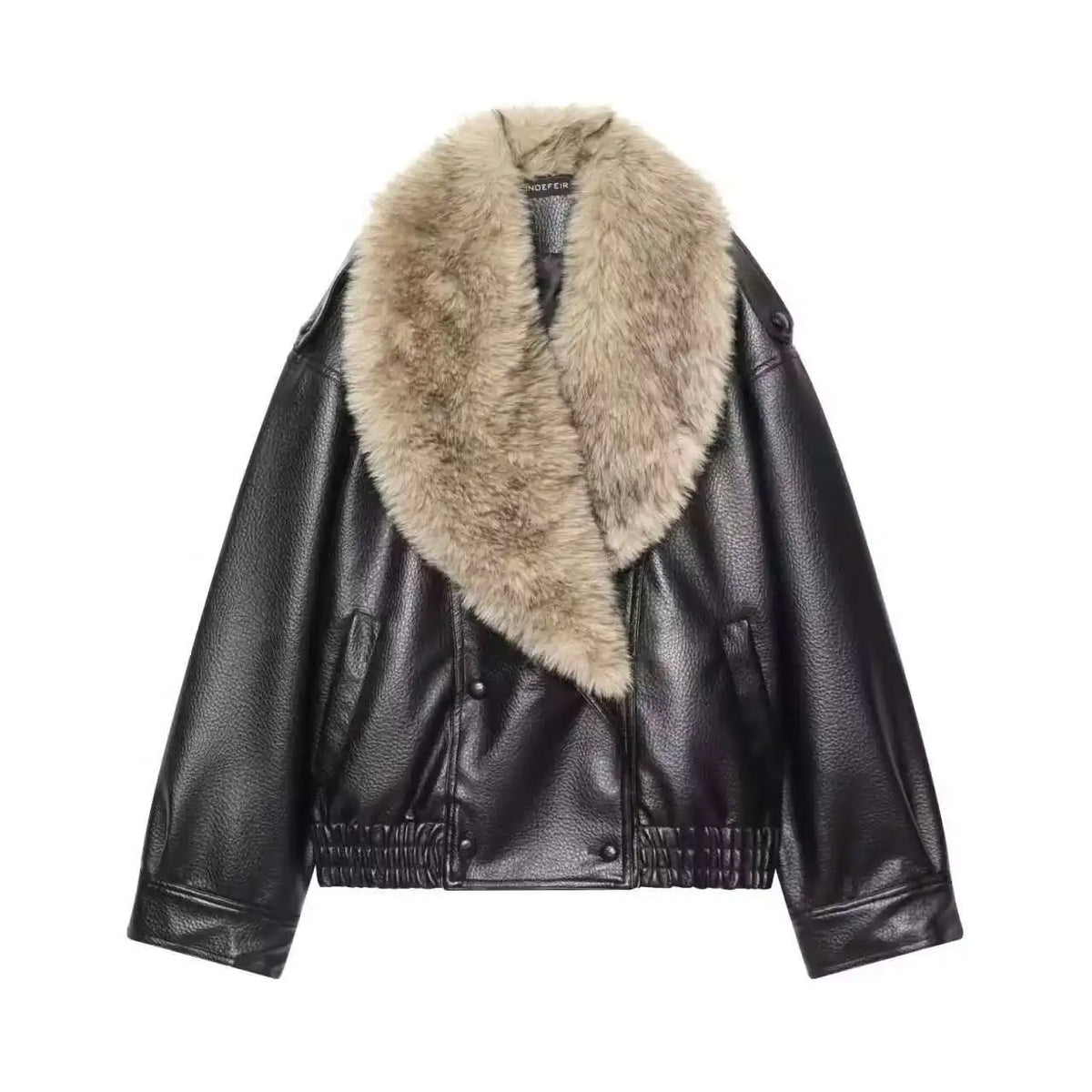 Rubee Women's Jacket Faux Fur Collar Leather