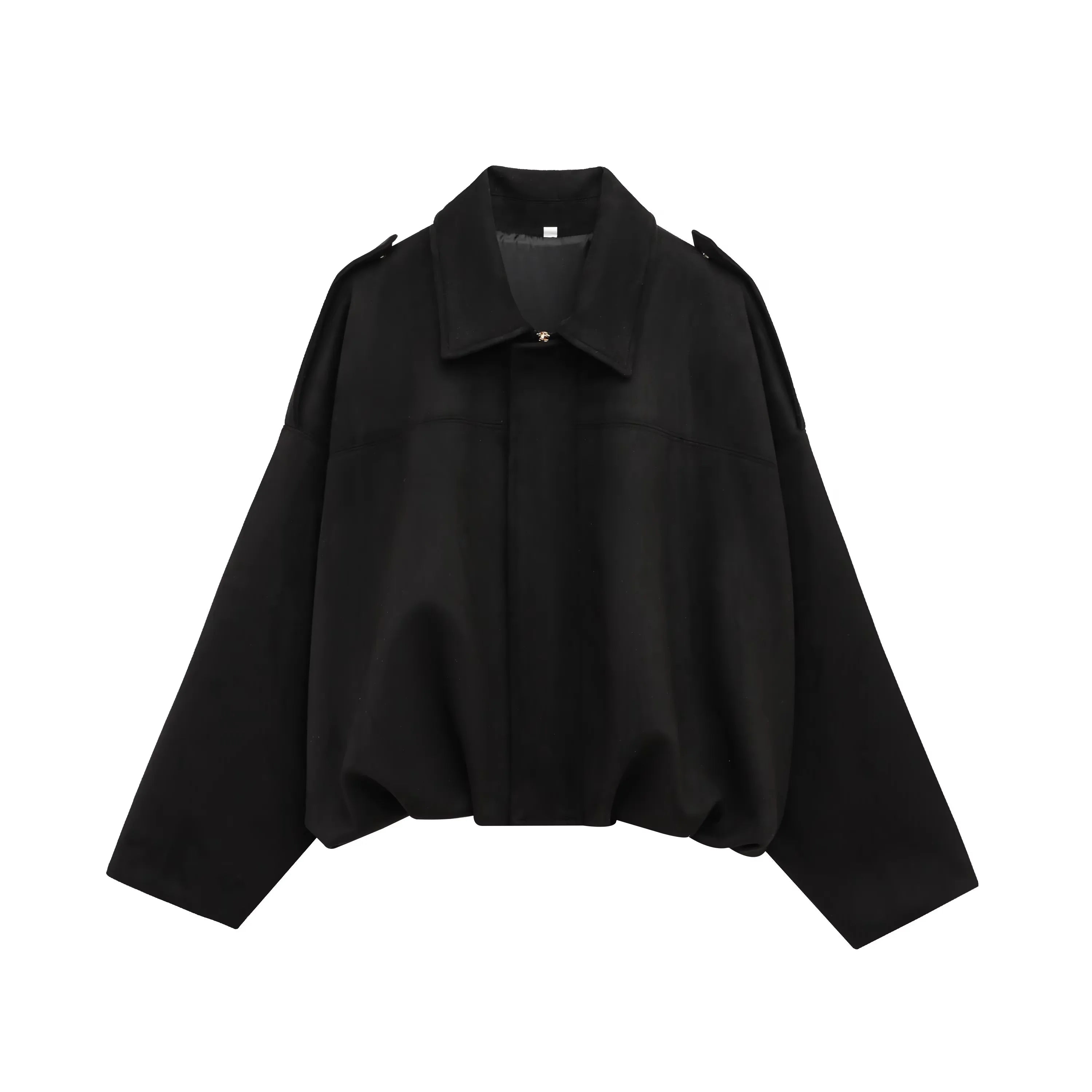 Suede-Texture Bat Sleeve Coat - Women's Loose Fit Lapel Jacket