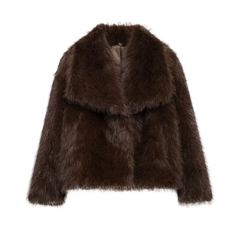 Fluffy Faux Fur Teddy Coat - Women's Warm Winter Outerwear