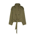 Lace-Up Trench Coat - Women's Double-Breasted Stand Collar Outerwear