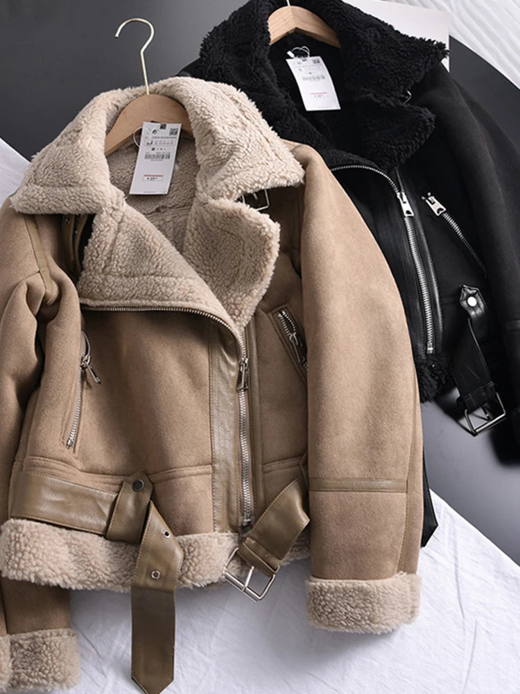 Rubee Women's Jacket Suede Shearling Leather