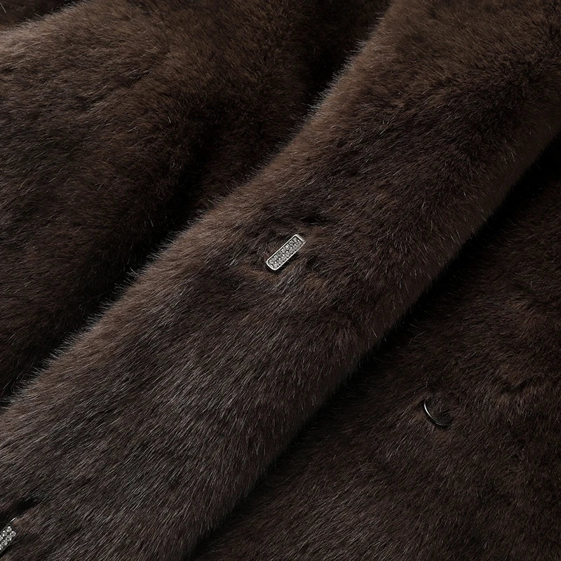 Luxury Faux Mink Fur Coat - Women's Long Warm Winter Overcoat