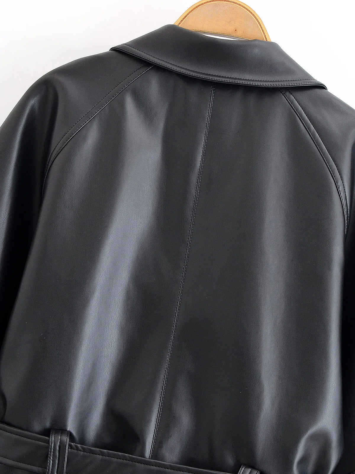 Rubee Women's Trench Coat Belted Faux-Leather
