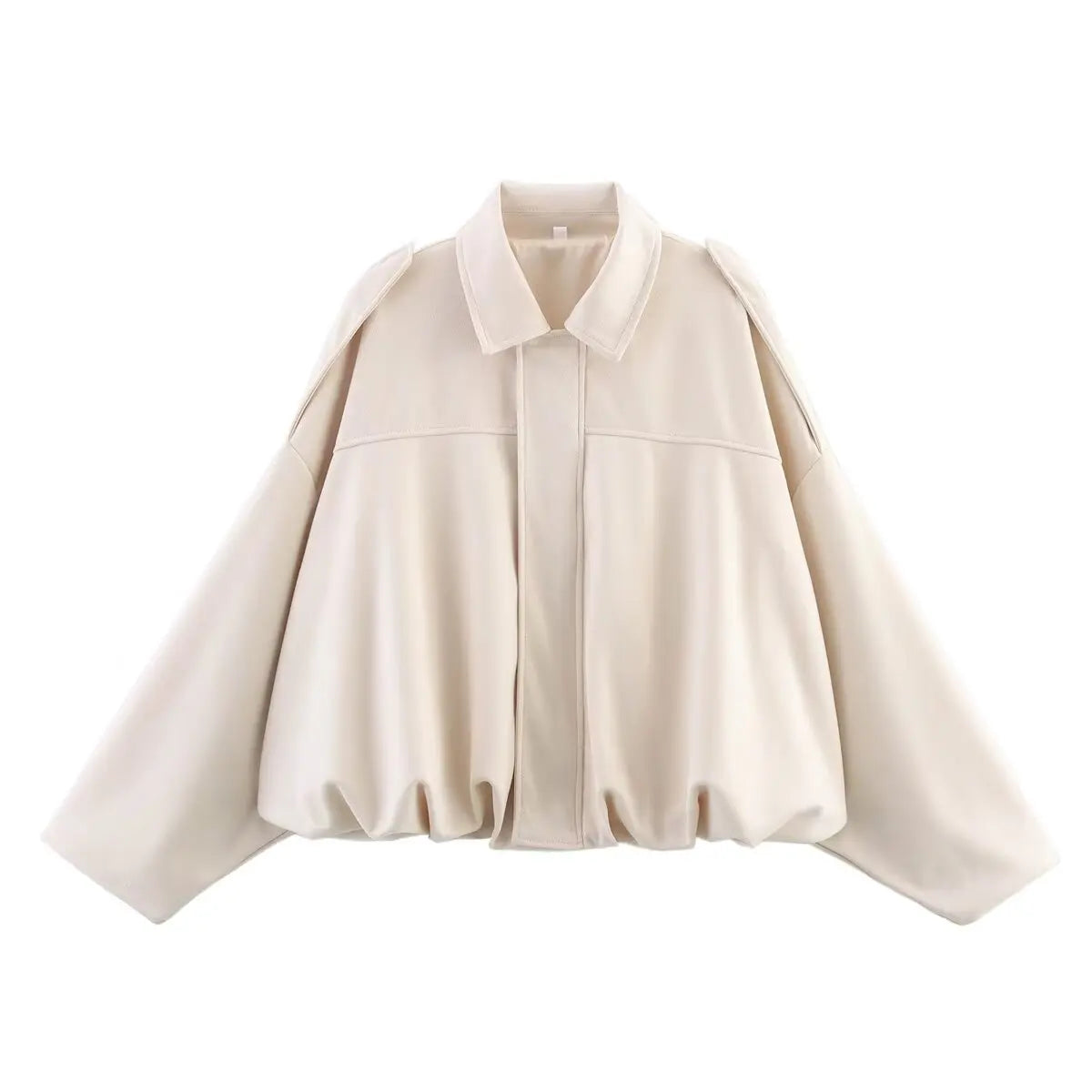 Oversized Suede Bomber Jacket - Women's Zip-Up Streetwear Coat