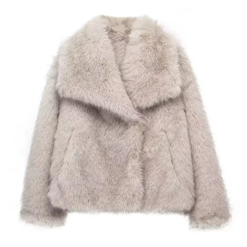 Fluffy Faux Fur Teddy Coat - Women's Warm Winter Outerwear