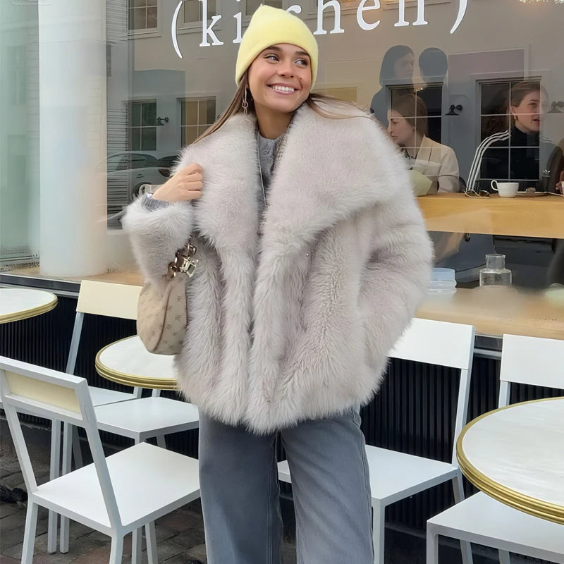 Fluffy Faux Fur Teddy Coat - Women's Warm Winter Outerwear