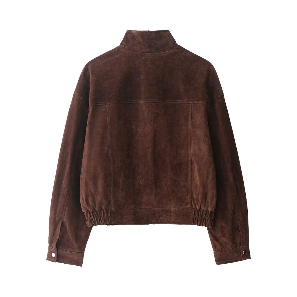 Slim Fit Jacket with Big Pockets - Women's Warm Autumn Coat
