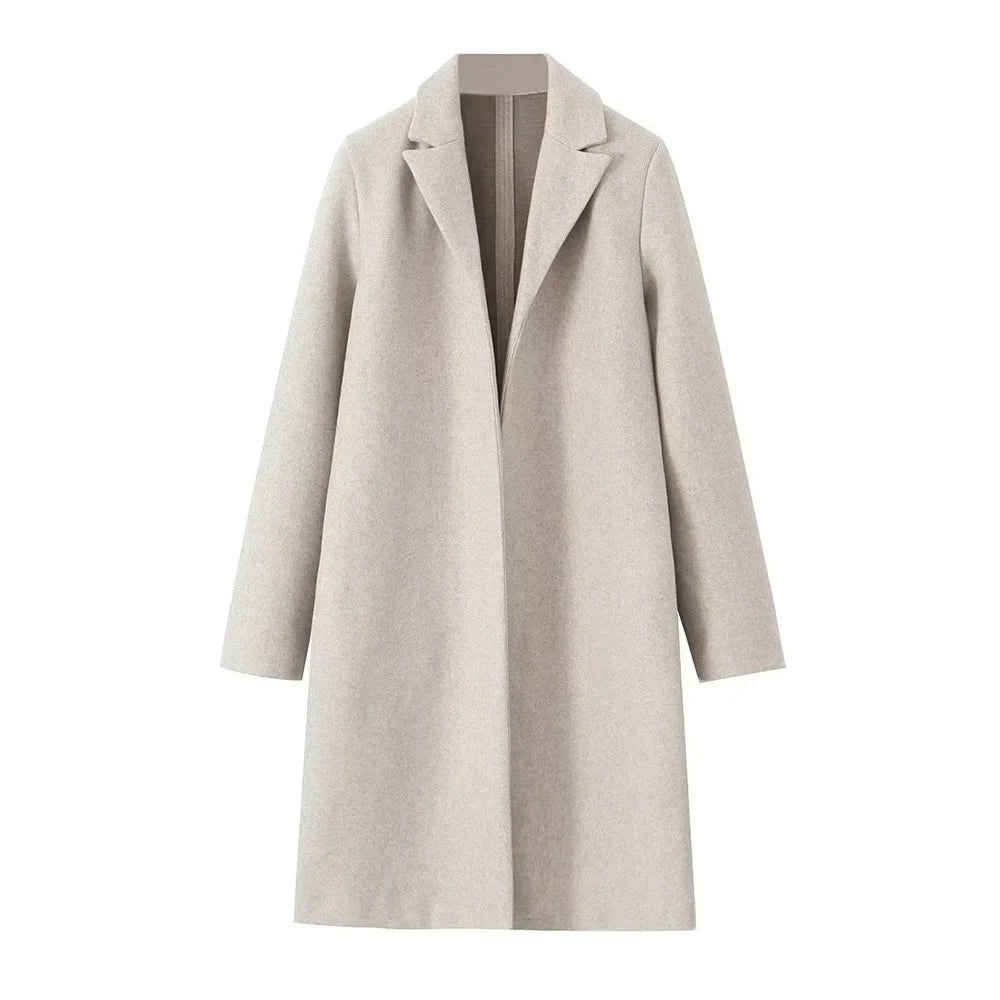 Rubee Women's Trench Coat Open-Stitch Long Polyester