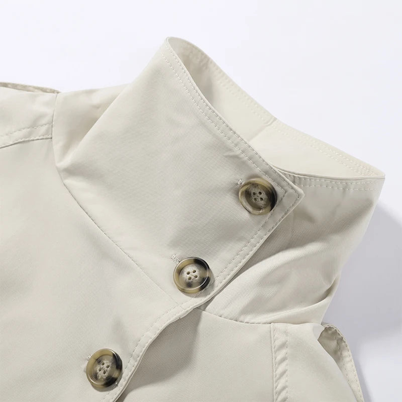 Rubee Women's Trench Coat Short Belted Polyester