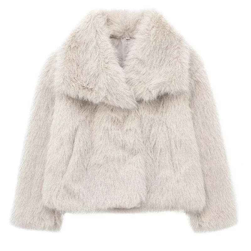 Fluffy Faux Fur Teddy Coat - Women's Warm Winter Outerwear