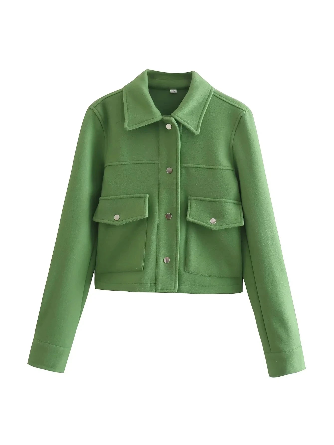 Front Pocket Button Jacket - Women's Elegant Casual Outerwear