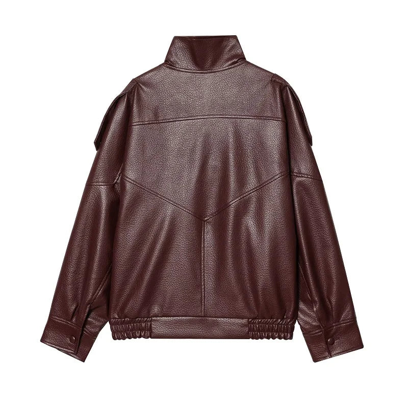 Rubee Women's Jacket Oversized Faux-Leather