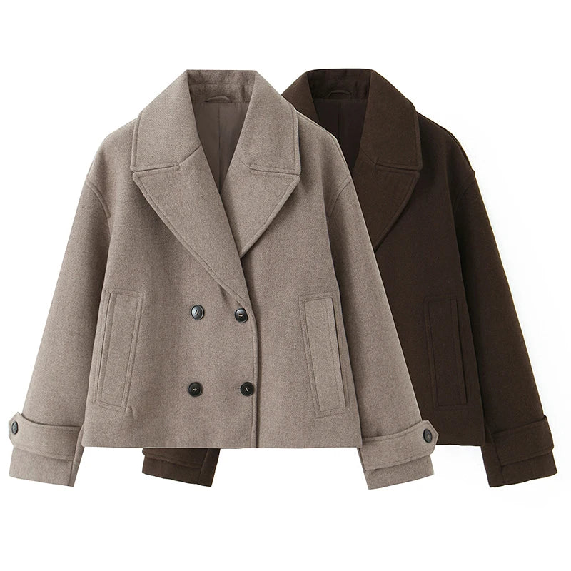 Double-Breasted Trench Jacket - Women's Vintage Lapel Coat