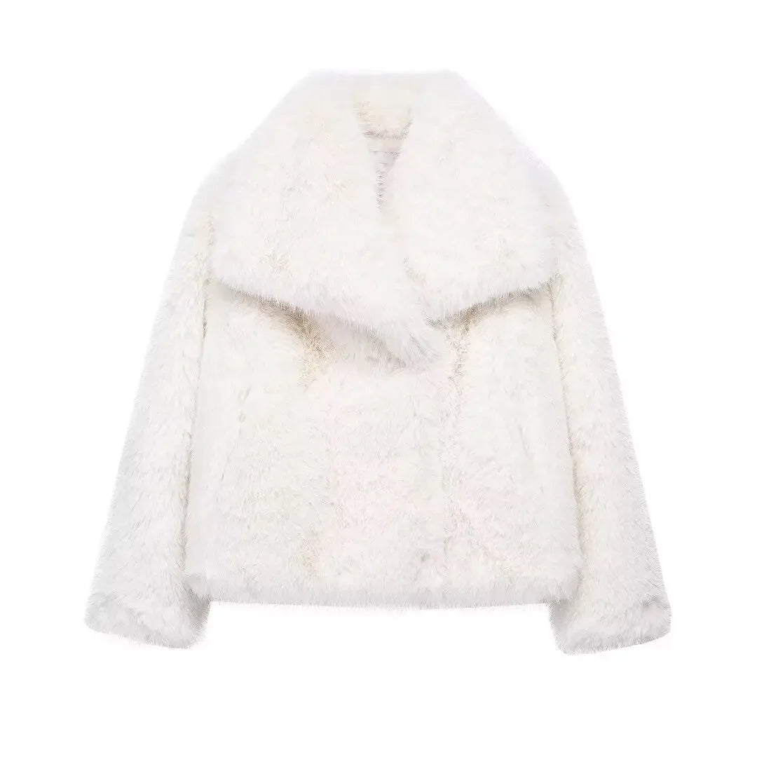 Fluffy Faux Fur Teddy Coat - Women's Warm Winter Outerwear