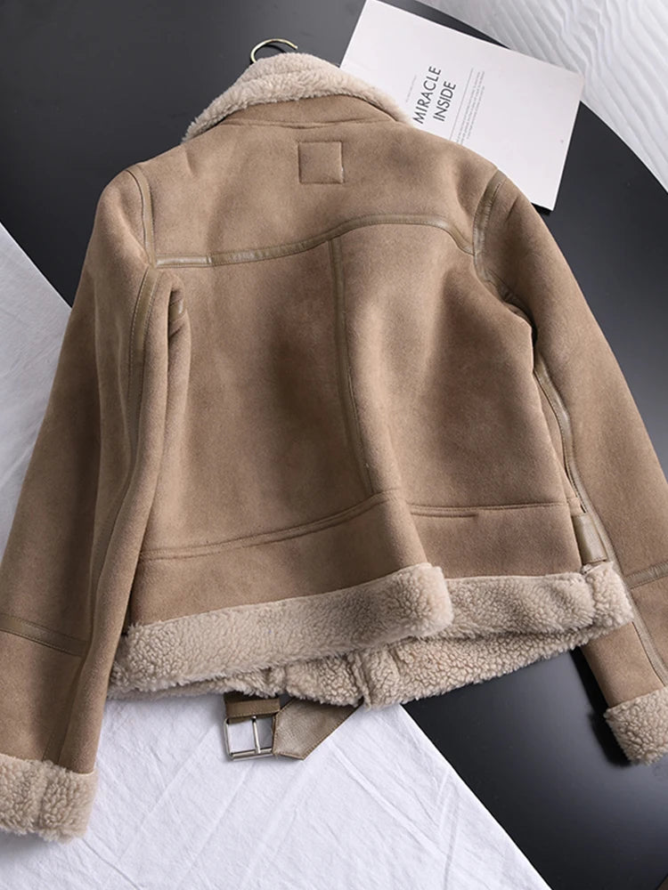 Rubee Women's Jacket Suede Shearling Leather