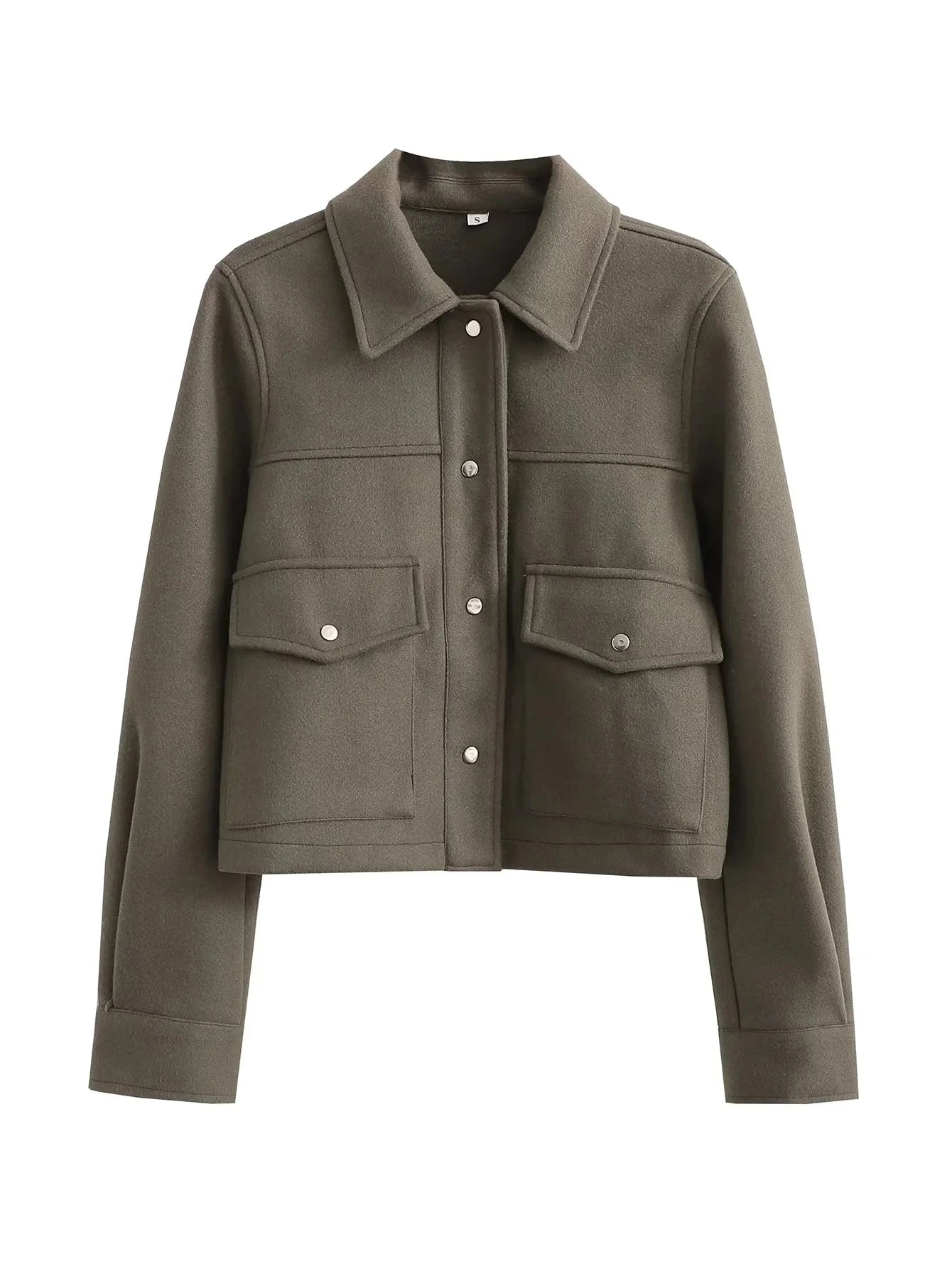 Front Pocket Button Jacket - Women's Elegant Casual Outerwear
