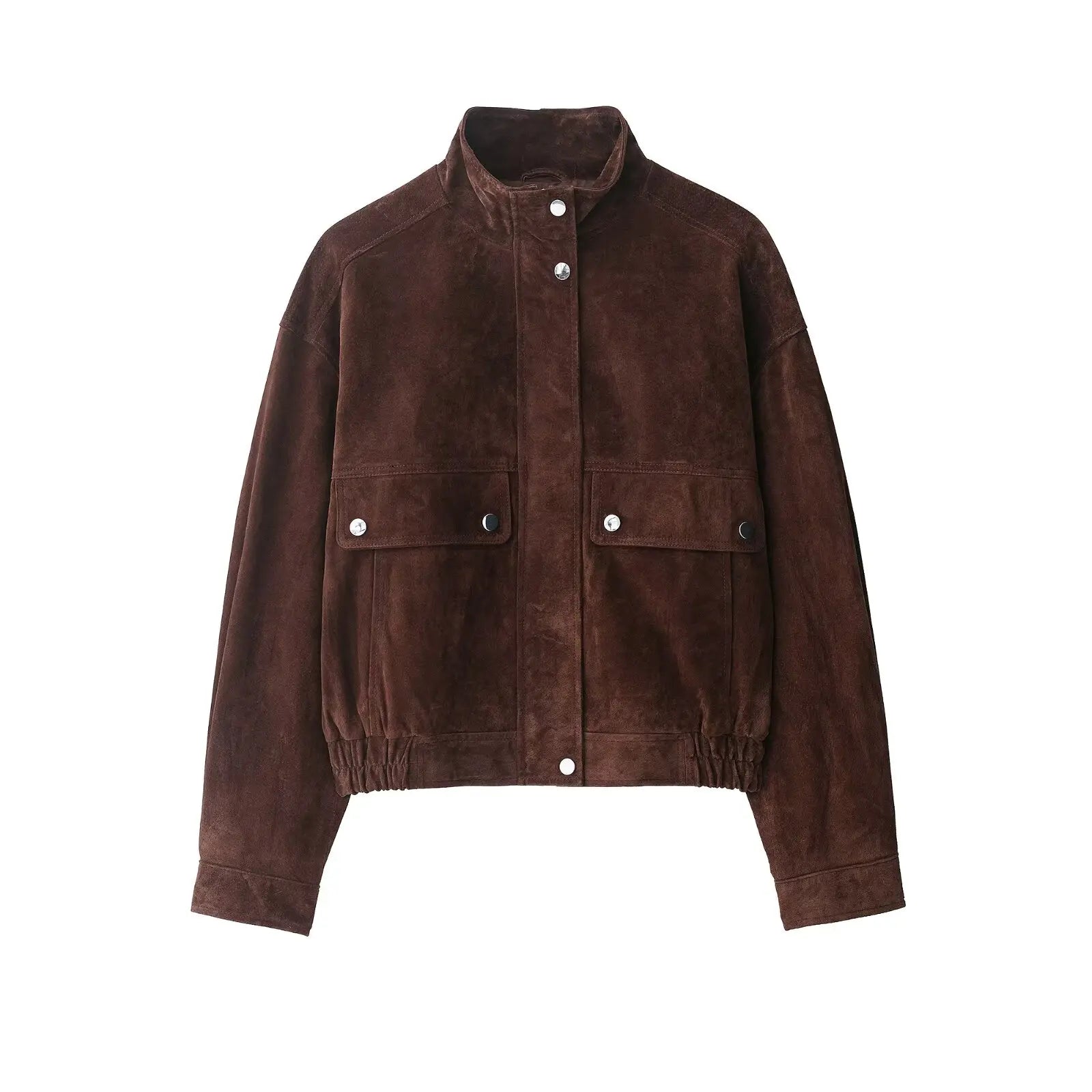 Slim Fit Jacket with Big Pockets - Women's Warm Autumn Coat