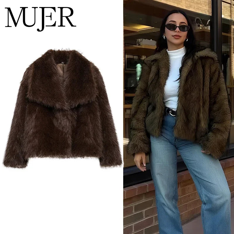 Fluffy Faux Fur Teddy Coat - Women's Warm Winter Outerwear