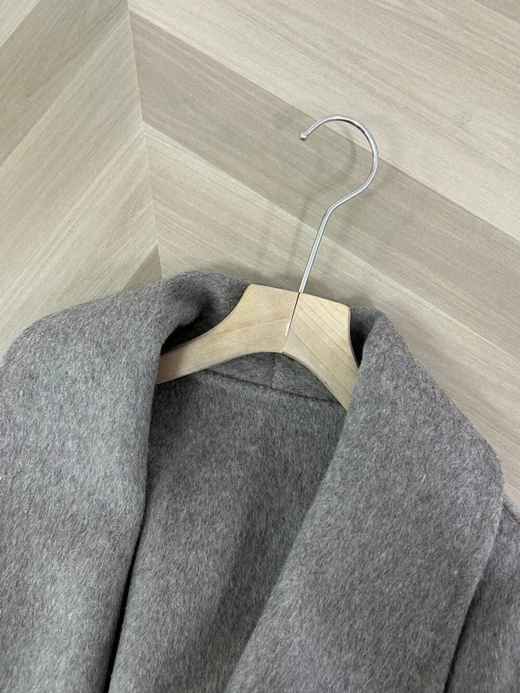 Fox Fur Trim Wool Overcoat - Women's Elegant Double-Sided Coat