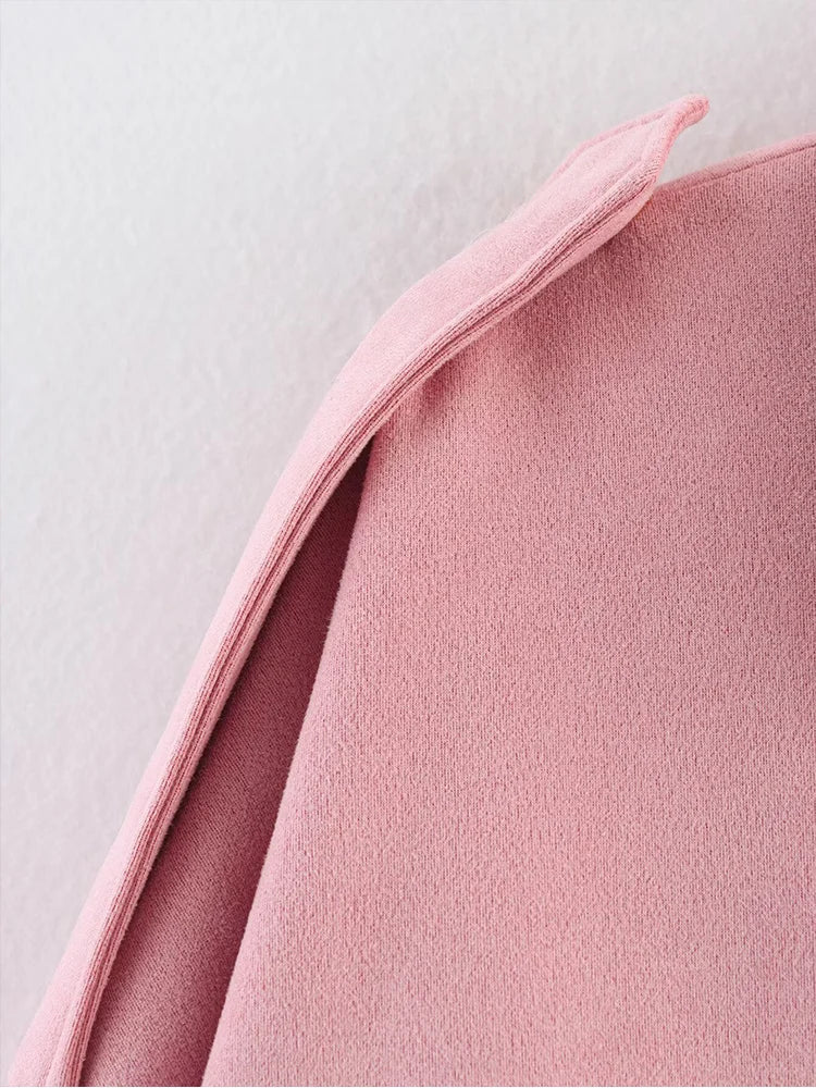 Oversized Suede Bomber Jacket - Women's Zip-Up Streetwear Coat
