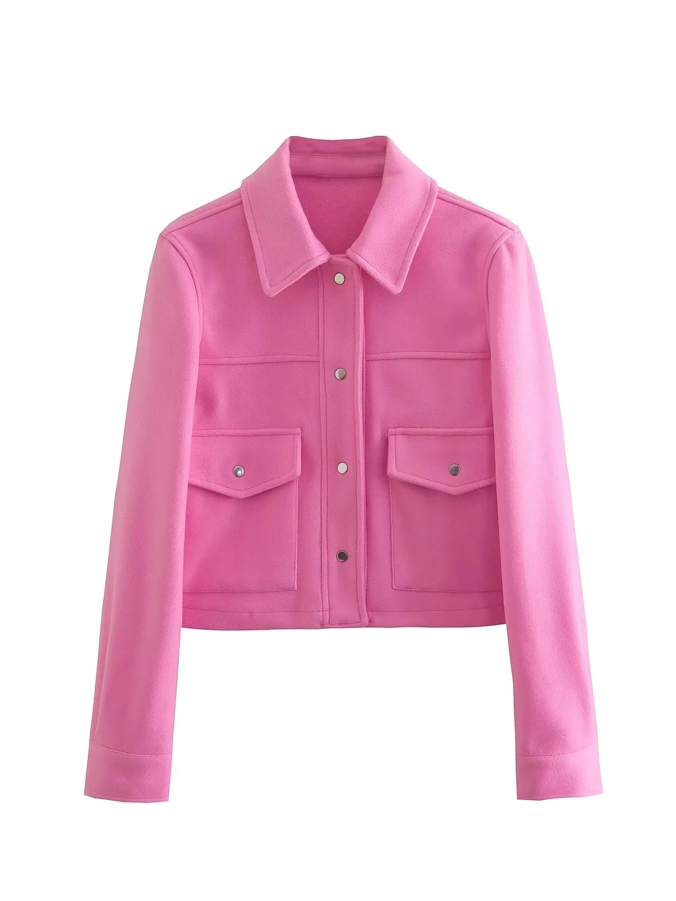 Front Pocket Button Jacket - Women's Elegant Casual Outerwear