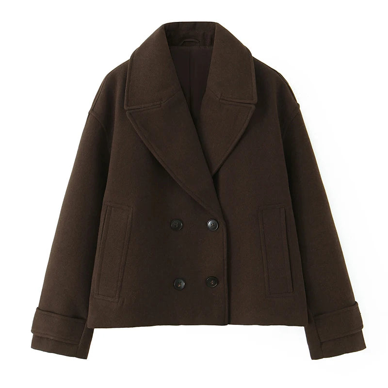 Double-Breasted Trench Jacket - Women's Vintage Lapel Coat