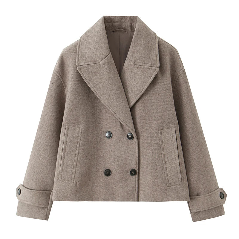 Double-Breasted Trench Jacket - Women's Vintage Lapel Coat