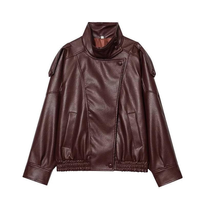 Rubee Women's Jacket Oversized Faux-Leather