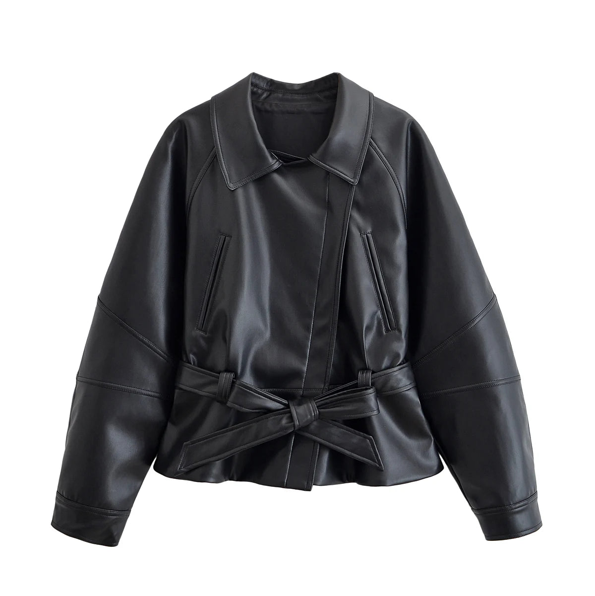 Rubee Women's Trench Coat Belted Faux-Leather