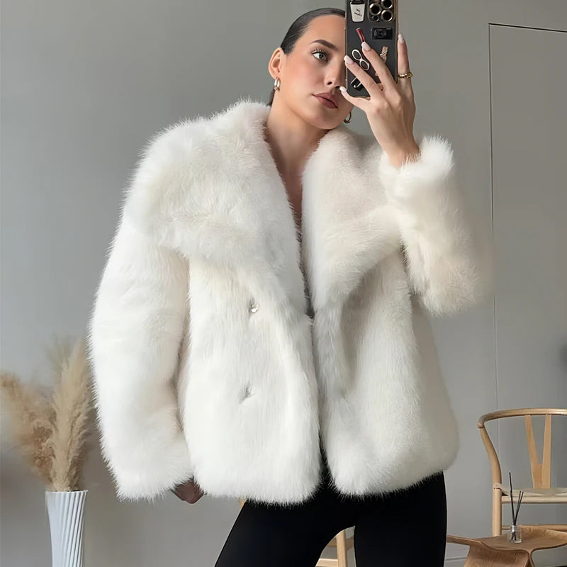 Fluffy Faux Fur Teddy Coat - Women's Warm Winter Outerwear