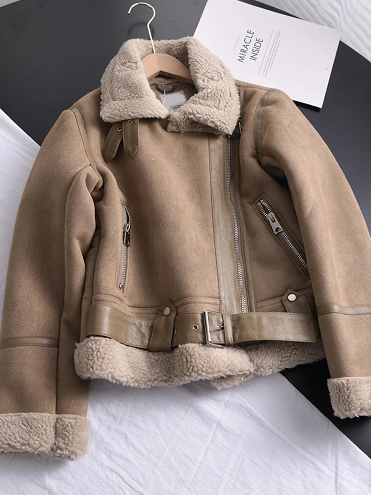 Rubee Women's Jacket Suede Shearling Leather