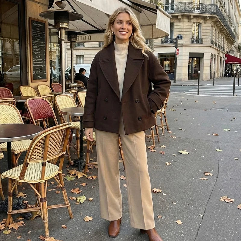 Double-Breasted Trench Jacket - Women's Vintage Lapel Coat