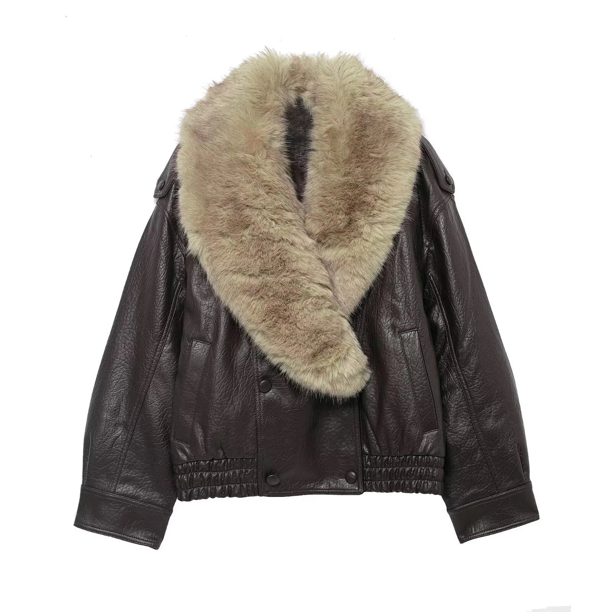 Rubee Women's Jacket Faux Fur Collar Leather