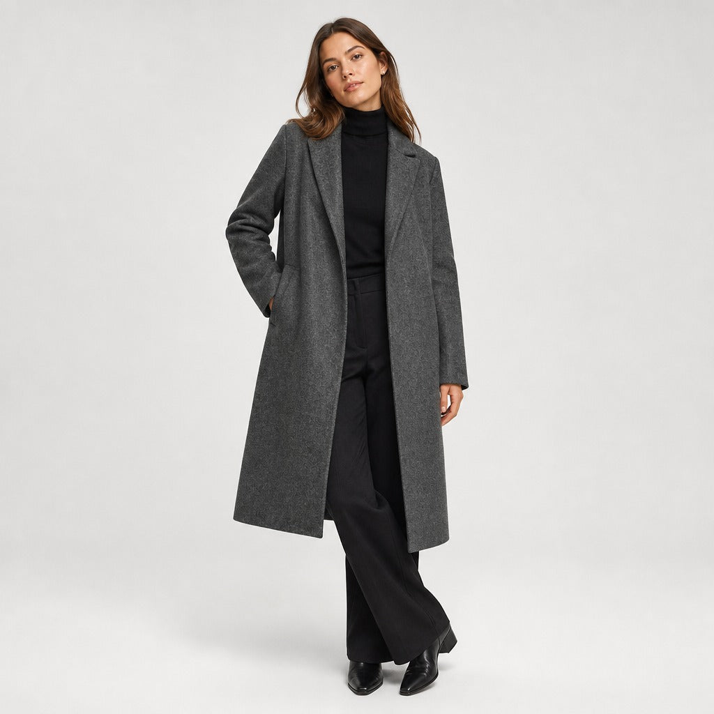 Rubee Women's Trench Coat Open-Stitch Long Polyester