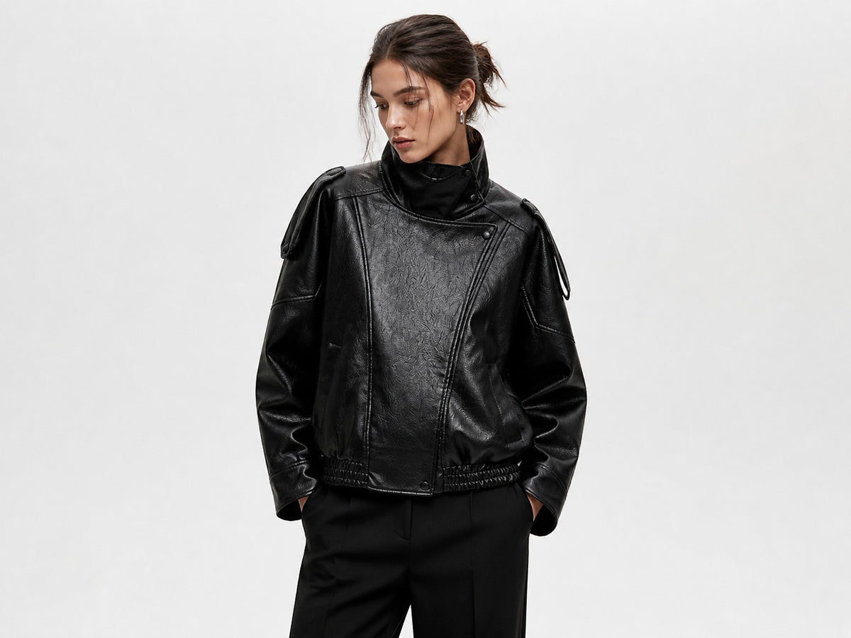 Rubee Women's Jacket Oversized Faux-Leather